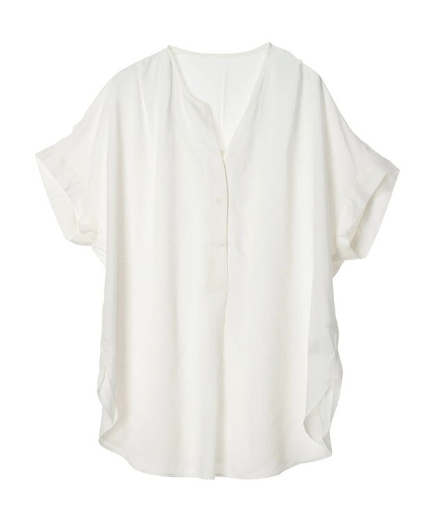 Green Parks リネンレーヨン前立てブラウス Off White