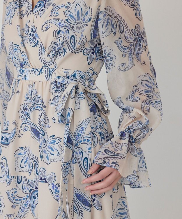 GRACE CONTINENTAL ペイズリーカシュクールワンピース ベージュ