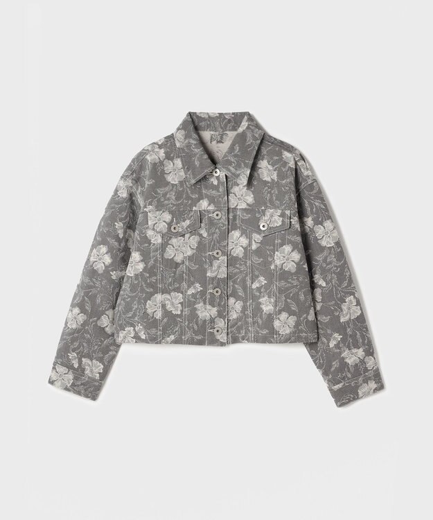 GRACE CONTINENTAL ボタニカルジャガードジャケット チャコール