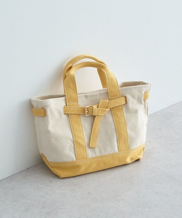 earth music&ecology 【Mサイズ】ベルトキャンバストートバッグ Yellow