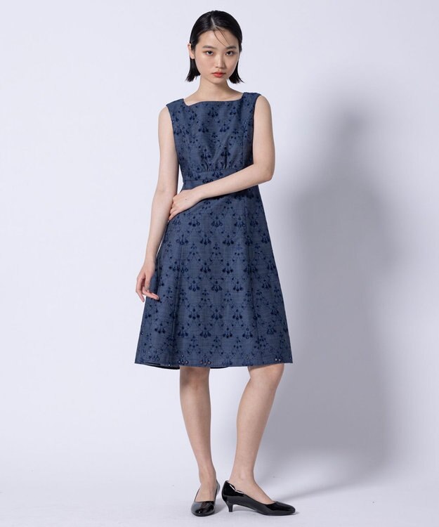 TOCCA 【洗える】PEACOCK TAIL LACE ドレス ネイビー系7