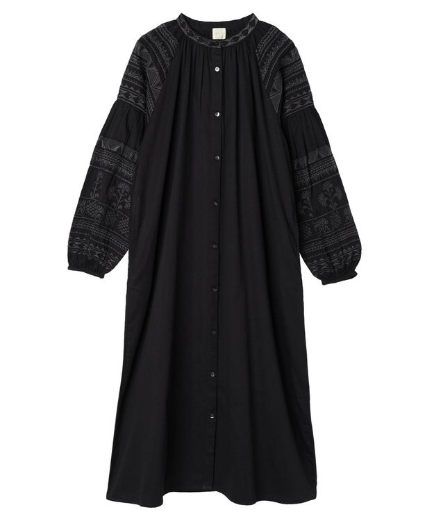 AMERICAN HOLIC インドコットン袖刺繍ワンピース Black