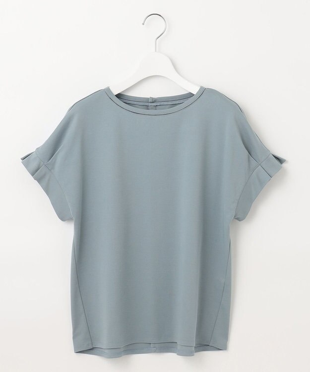 J.PRESS LADIES 【WEB限定カラーあり・接触冷感・UVケア】コンパクトコットンスムース タックスリーブ カットソー スモーキーグリーン系