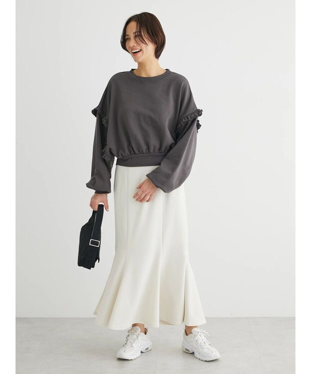 Green Parks ・Ｐｅｔｉｔ　Ｆｌｅｕｒ　ボリュームスリーブスウェット Charcoal Gray