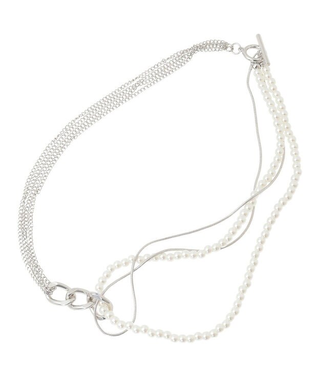 YECCA VECCA パールチェーンショートネックレス Silver
