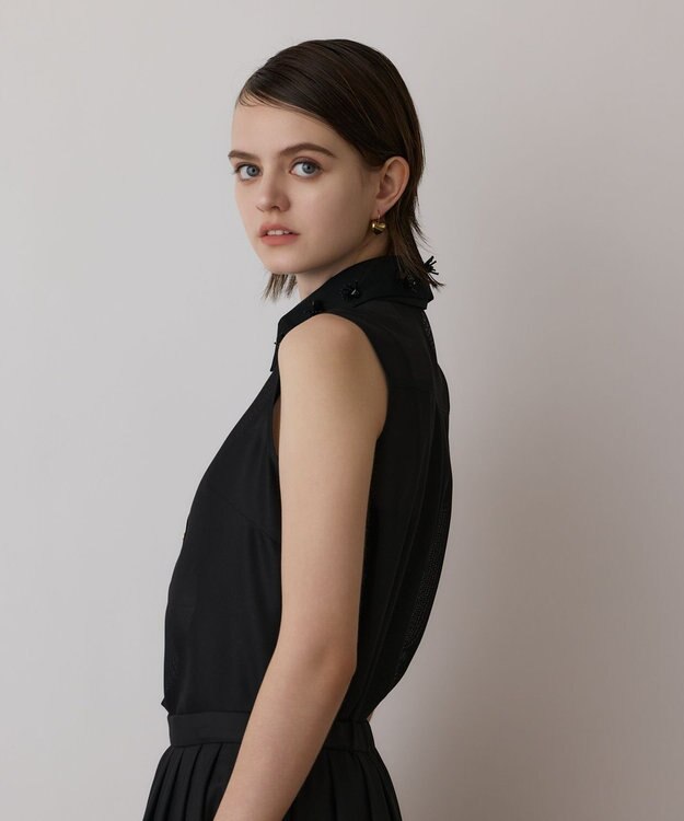 GRACE CONTINENTAL シアーメッシュノースリーブ ブラック