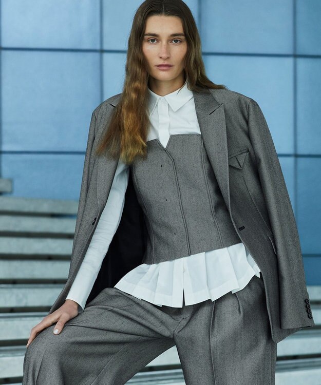 uncrave ヘリンボーンスーツ ビスチェ（uncrave WHITE） へリンボーンブラック