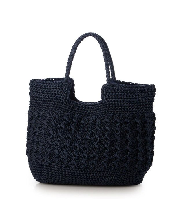 UNBILLION カシュカシュ cachecache / 柄編みベーシックトート カゴバッグ ネイビー