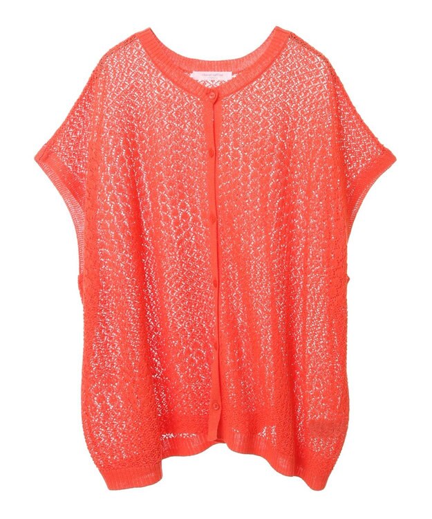 Green Parks 透かし柄ポンチョニットカーディガン Orange