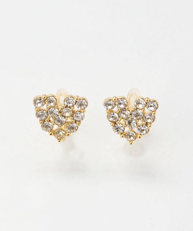 Phoebe 【痛くないシリーズ】パヴェビジューハートライトフィットイヤリング ゴールド