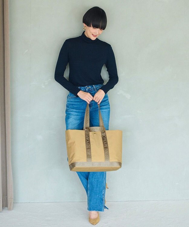 TOPKAPI 【Breath TOPKAPI】ナイロン ロゴテープ 2way ハンドル トートバッグ ベージュ