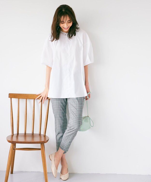 #Newans 【イージーケア】ラグランスリーブステッチブラウス ホワイト系