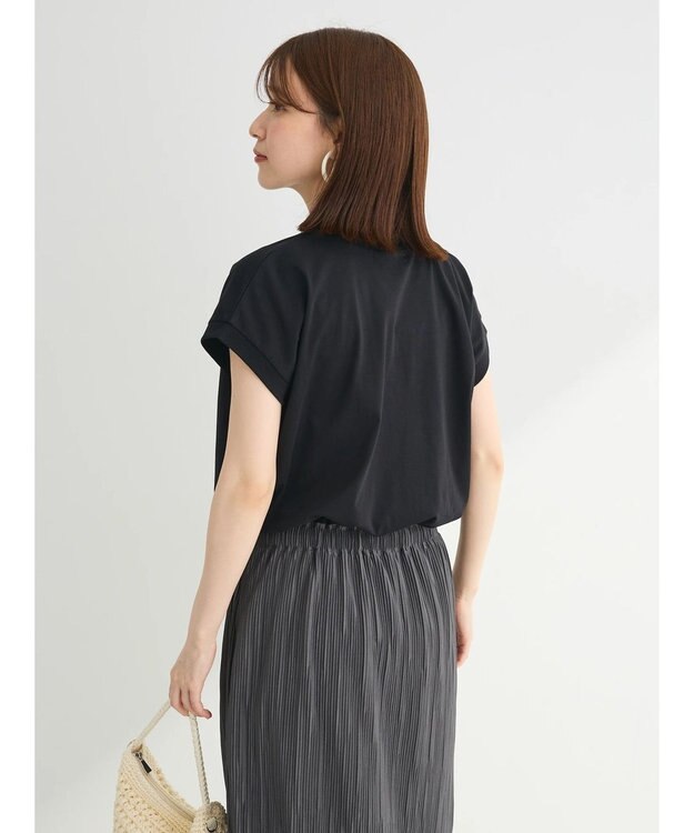 Green Parks プリーツドッキングフレンチワンピース Dark Gray