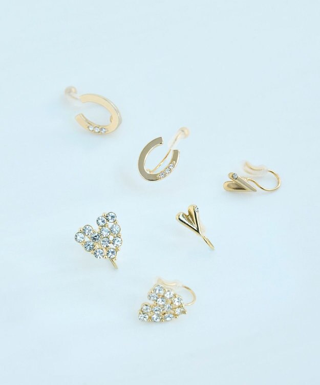 Phoebe 【痛くないシリーズ】パヴェビジューハートライトフィットイヤリング ゴールド