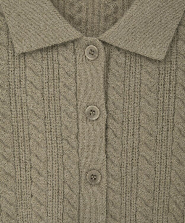 earth music&ecology 襟付きケーブルニットジャケット Mocha