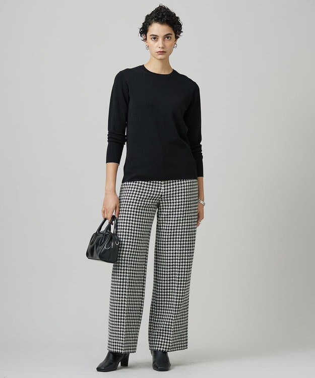 ICB 【洗える】 エクストラファインメリノ クルーネックプルオーバー ブラック系