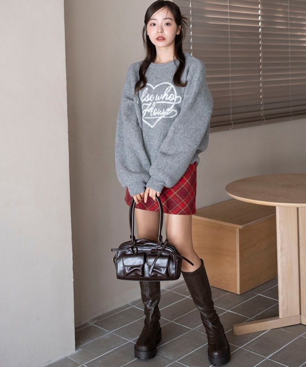 WEGO 【2025年秋冬新作】フラッフィーグラフィックニットBIGプルオーバー 柄9