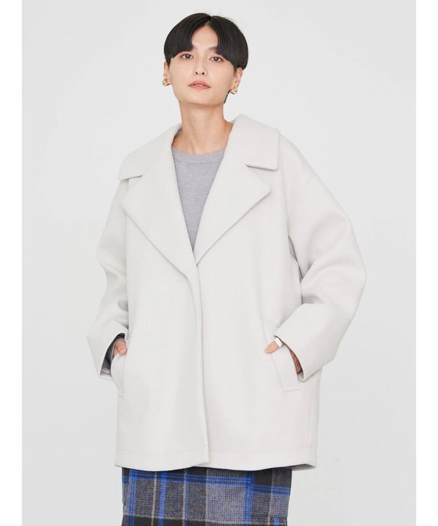 AMERICAN HOLIC 中空ＦＩＢＥＲコクーンミディコート Light Gray