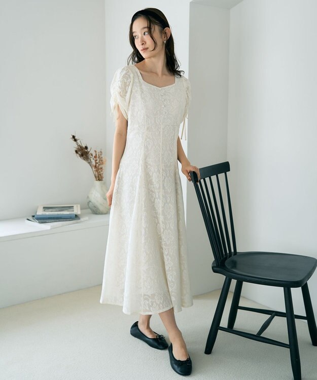 earth music&ecology パネル切り替えレースワンピース Ivory