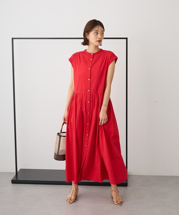CRAFT STANDARD BOUTIQUE インド綿フレンチスリーブワンピース Red