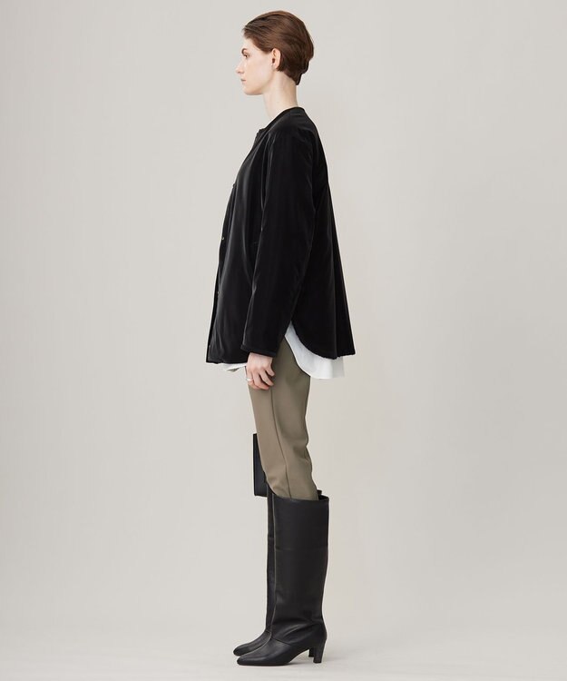 ICB 【リバーシブル着用可能】 ラミネートパイルキルト ミドル丈コート ブラック系