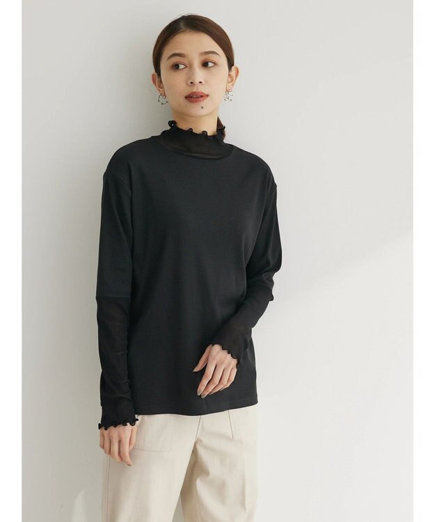 Green Parks ・ｎｏｖｅｍ９　リブ×シアーハイネック Black