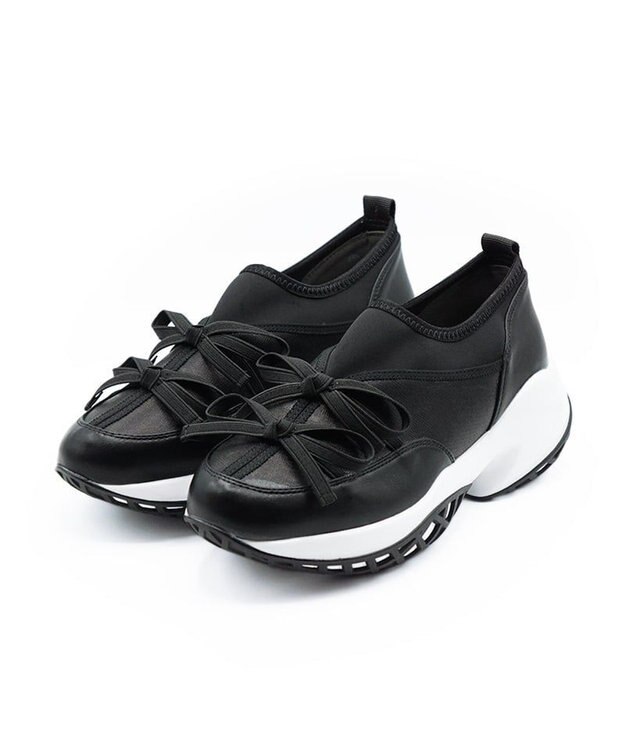 APOM ウォーターレジストプラットフォームリボンスニーカー ブラック