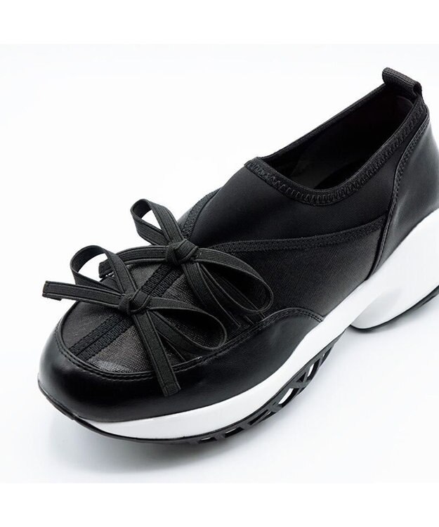 APOM ウォーターレジストプラットフォームリボンスニーカー ブラック