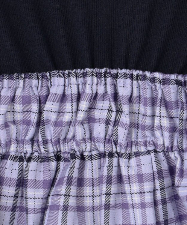 ANY KIDS ドッキングチェックワンピース ラベンダー