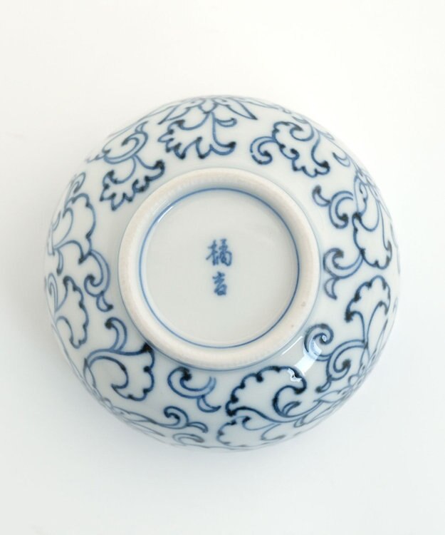 たち吉 【たち吉】京唐草お茶呑茶碗〈５客〉瀬戸焼 ホワイト×ブルー