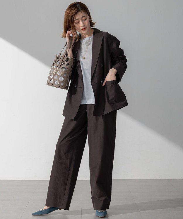 23区 L 【洗える】MANTECO ブライトワッシャー ジャケット ダークブラウン系