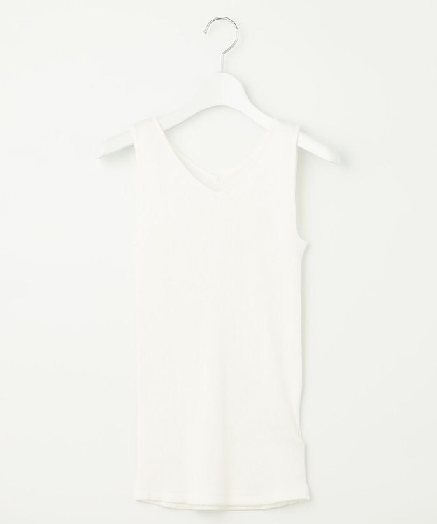 自由区 L 【洗える】リブタンクトップ アイボリー系