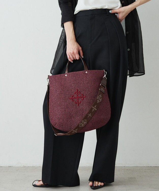 russet スリム2WAYトートバッグ <ナイロンラフィア>(CE-1717-WEB) Bordeaux