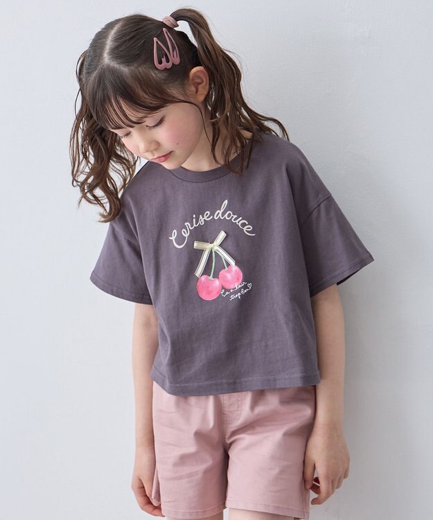ANY KIDS 【綿100%】オーバーサイズ 半袖Tシャツ チャコール