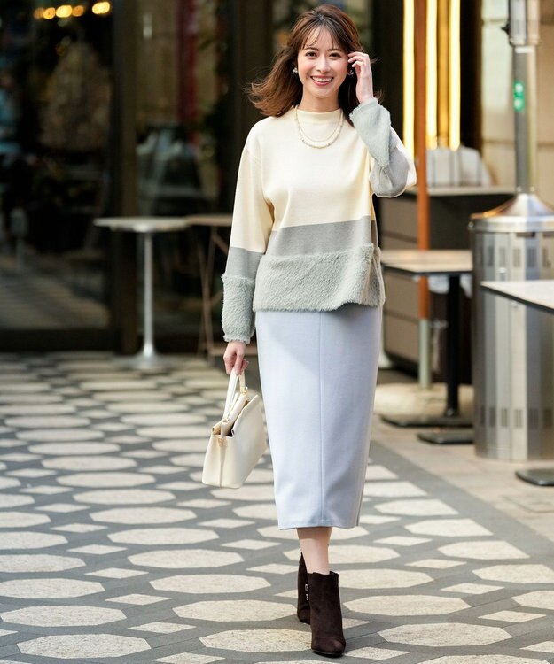 ANY SIS フェザーブロッキング ニット ミント