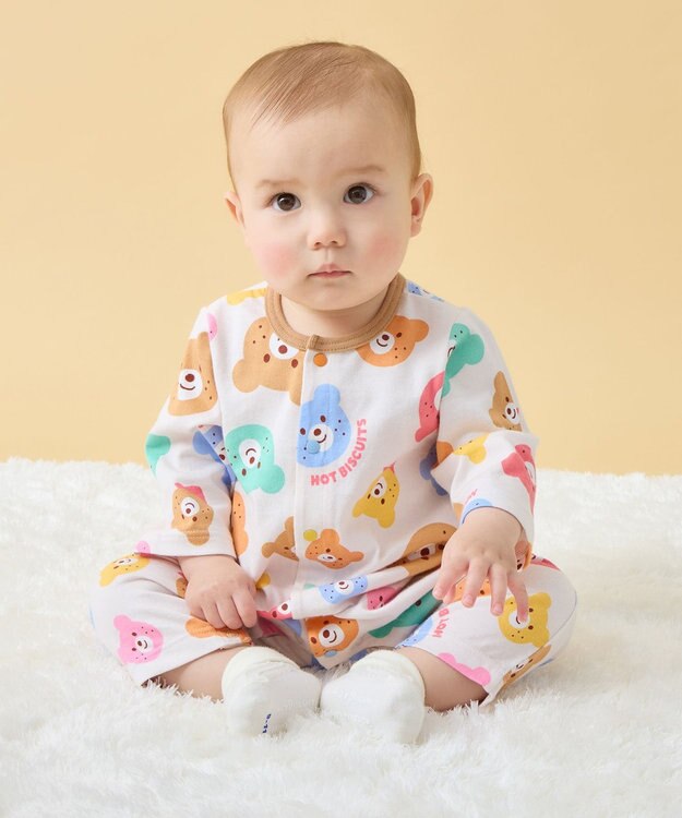 MIKI HOUSE HOT BISCUITS 【70-80cm】 カラフルビーンズ 総柄カバーオール