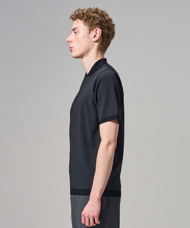 JOSEPH HOMME 【新柄】リュクスレーヨンボーダー　ポロニット グレー系1