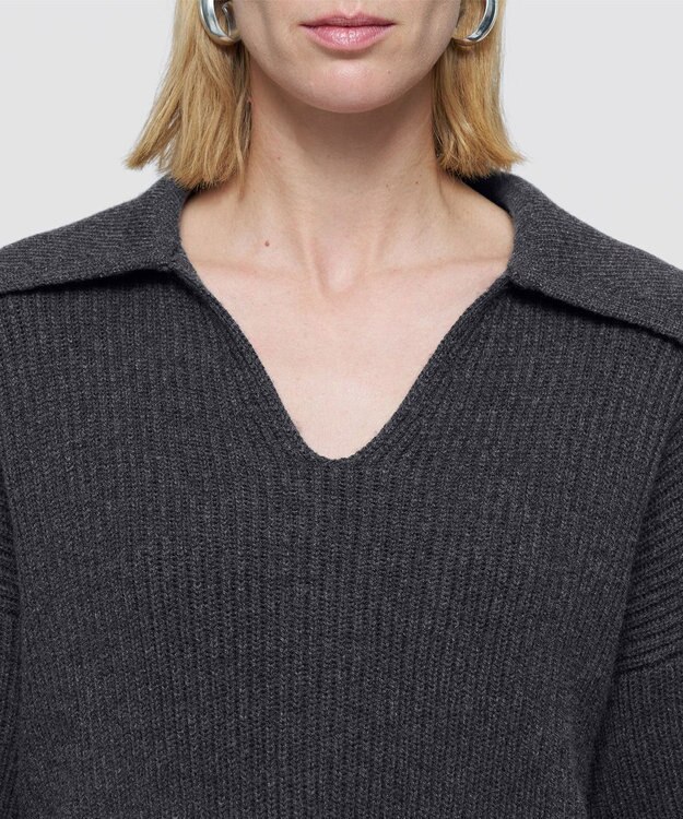 JOSEPH 【洗える】ニューカーディガンステッチオープンネックニット Smoke