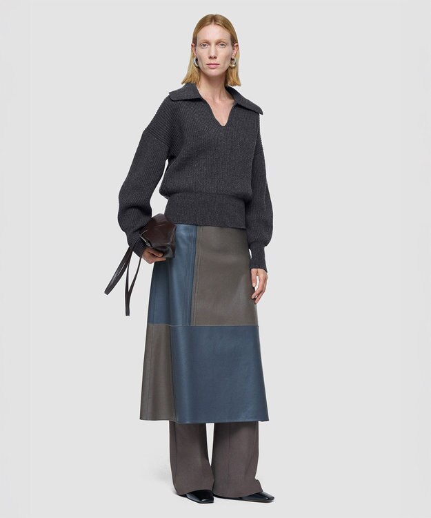 JOSEPH 【洗える】ニューカーディガンステッチオープンネックニット Smoke