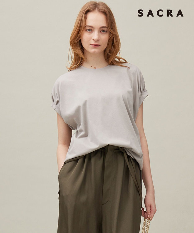 23区 【SACRA】プレーティングクロス カットソー 【23区別注】グレージュ系