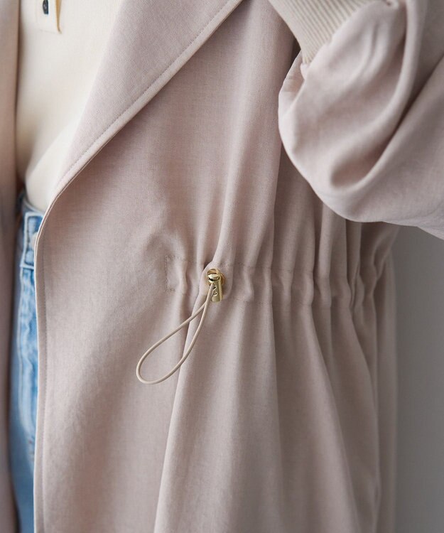 YECCA VECCA ノーカラーラペルロングコート Gray Beige