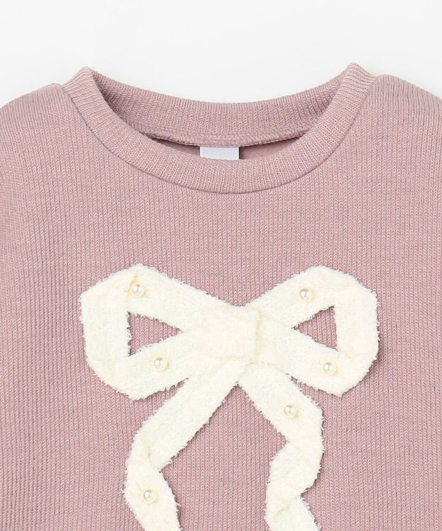 ANY KIDS リボン ニットソー トレーナー ピンク