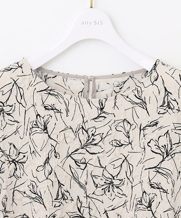 ANY SIS 【洗える】フラワーフクレジャガード ブラウス アイボリー×ブラック