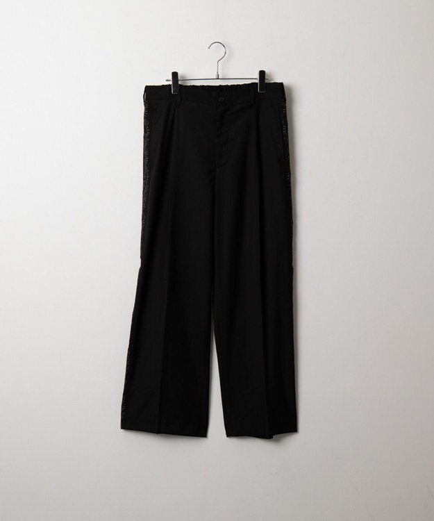 WEGO 刺繍ラインワイドスラックス ブラック