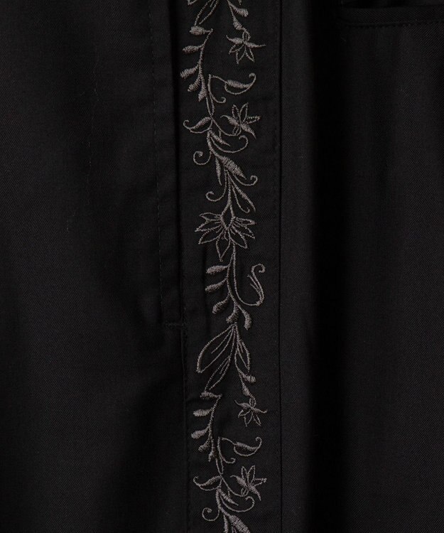 WEGO 刺繍ラインワイドスラックス ブラック