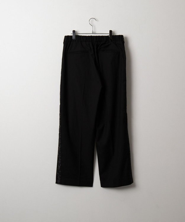 WEGO 刺繍ラインワイドスラックス ブラック
