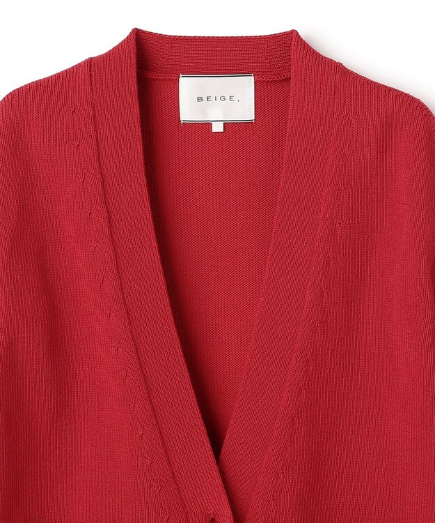 BEIGE， HELIODOR / マリンボタンクロップドカーディガン Red