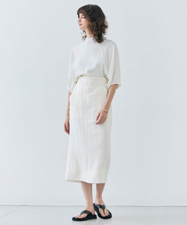 BEIGE， 【洗える】BERNARD / リネンアウトポケットハイウエストスカート Meringue