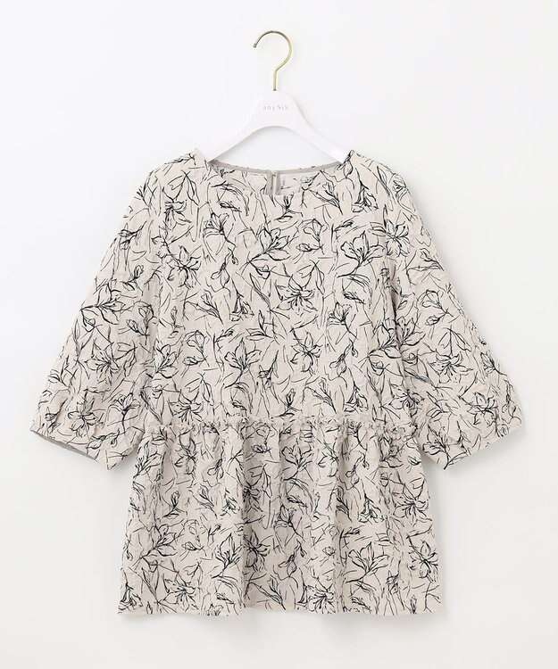 ANY SIS 【洗える】フラワーフクレジャガード ブラウス アイボリー×ブラック