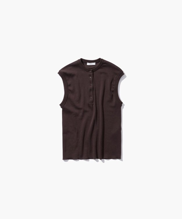 ATON FRESCA CIRCULAR RIB | ヘンリーネックプルオーバー DARK BROWN